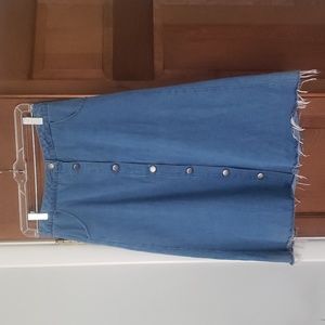 Midi button down denim skirt